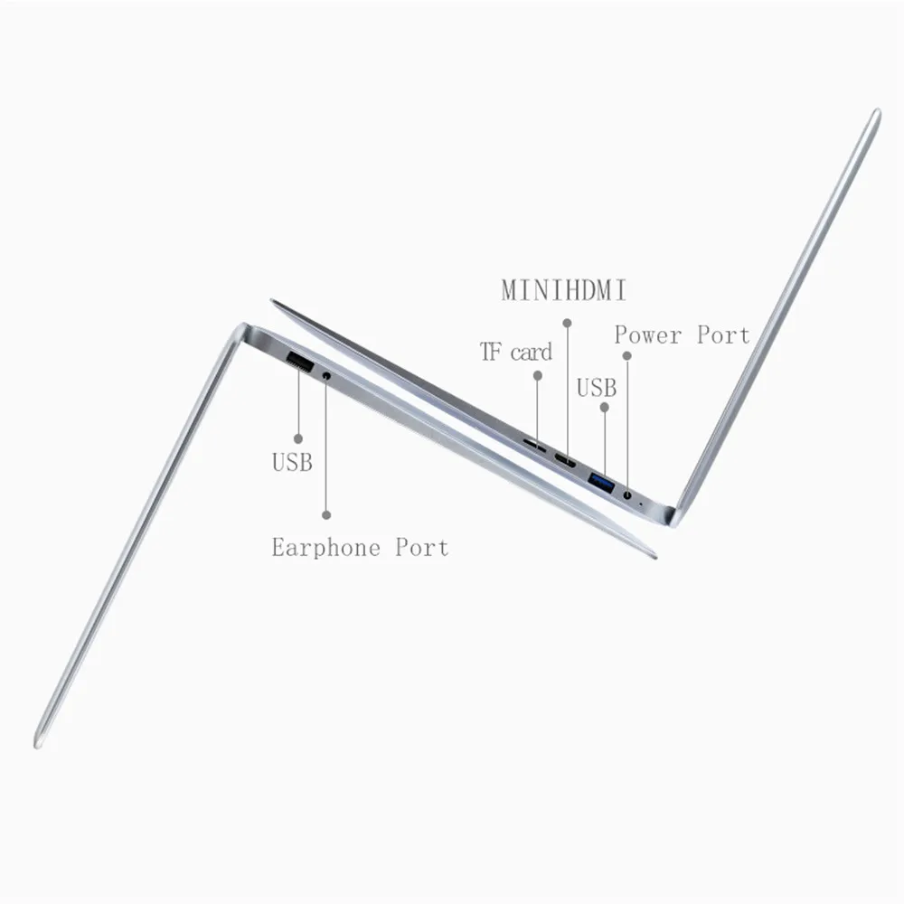 14.1 Inch Laptop Intel Atom X5 Z8350 Quad Core 2GB RAM 32GB ROM Windows 10 IPS Screen BT with HDMI port WiFi DHL Free Shipping