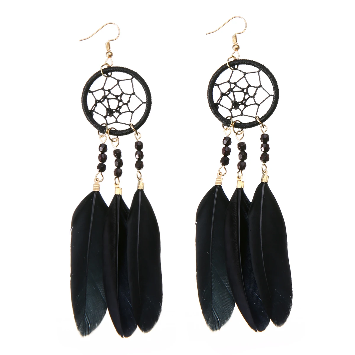 

Shellhard vintage bohemia dangle earrings fashion boho feather tassel dreamcatcher drop earring for women jewelry gift