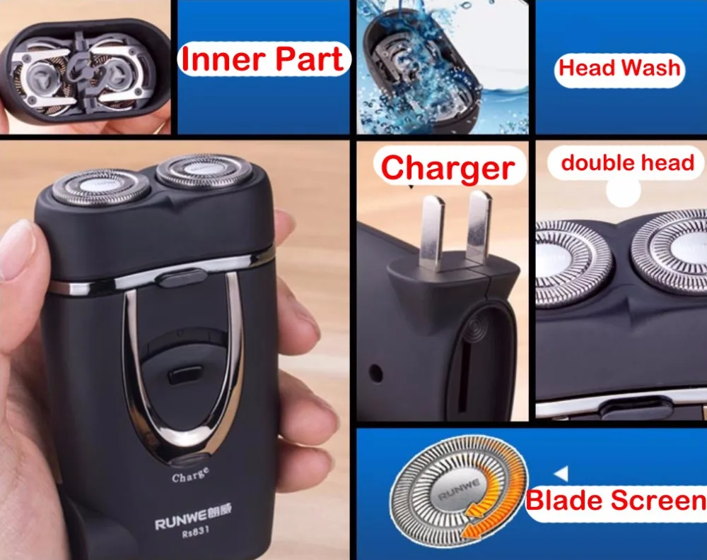 twin blade man shaver 220v electric shaver mini portable razor rotate