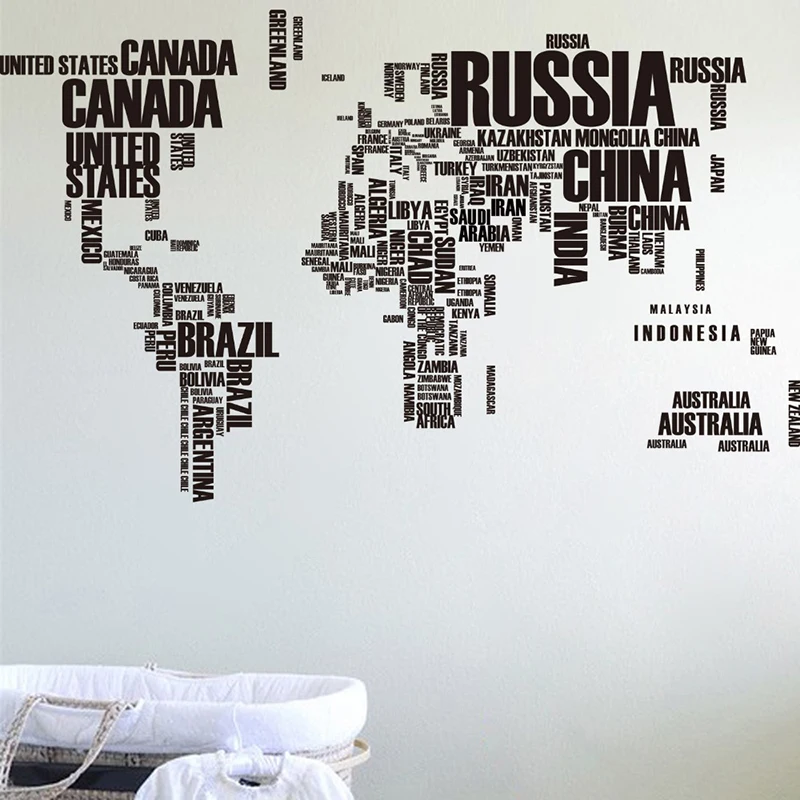 

Large World Map Wall Stickers For Home Decor Living Room Bedroom Decals TV Sofa Office Decoration PVC Mural Wall Art Wallpaper