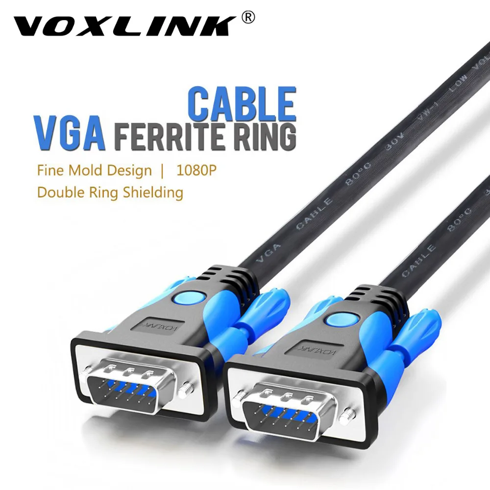 

VOXLINK VGA Extension Cables Nickel-plated Connector For HDTV PC Laptop TV Box 1m Male to Male VGA Monitor Cable