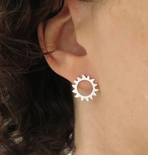 Sun Earrings - Sterling Silver Studs - Rays of Sunshine