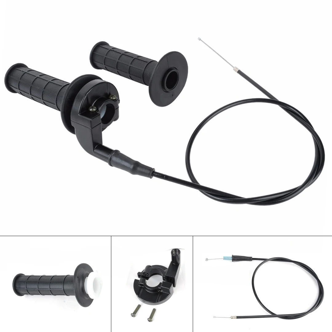 

1Pair 7/8" Twist Throttle Hand Grip Integrated 85cm Cable For 22mm Handlebars For ATV Quad Pit Dirt Bike 90 110 125CC