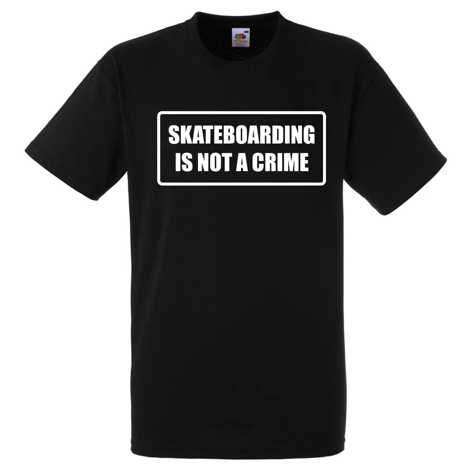 SKATEBOARDING IS NOT A CRIME T SHIRT BIKER GANG STYLE FUNNY Cool Casual