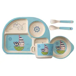 5 шт./компл. бамбуковое волокно детская посуда набор детская посуда тарелка миски Детские чаша с ложкой столовая посуда Кормление набор еда