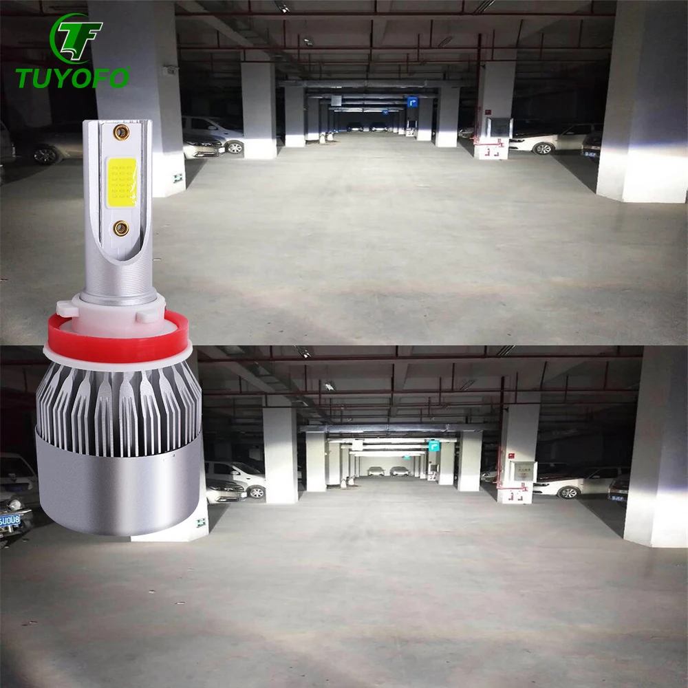Tuyofo 2 шт. автомобильная лампа H15 светодиодная фара 6000K COB LED 72 Вт 10000LM беспроводной
