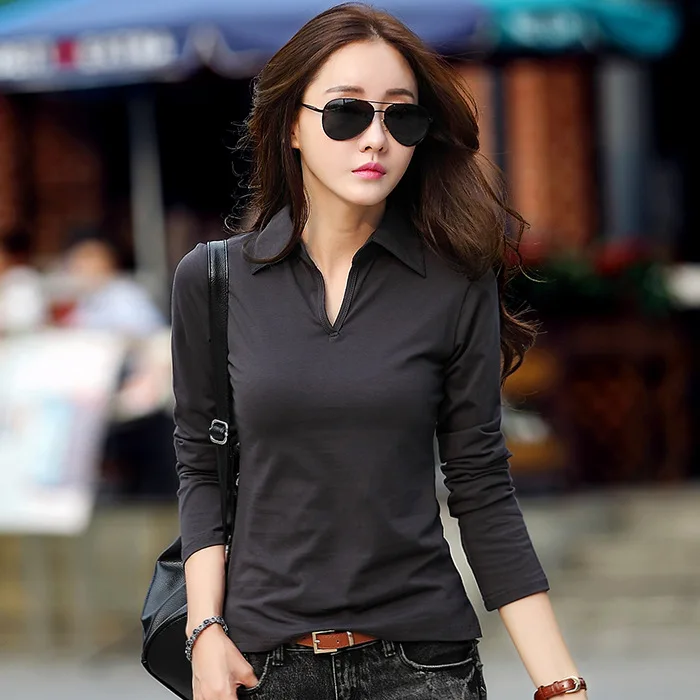 

New 2019 Polo Women Long Sleeve 7 Colors Polo Shirt For Women S-XXL Cotton Polos Mujer Autumn Winter Tops Tees Ladies Polo
