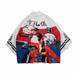 Лето 2019 г. для мужчин кимоно кардиган Тренч мужской Японии harajuku Свободные Повседневное длинная рубашка ветровка плюс