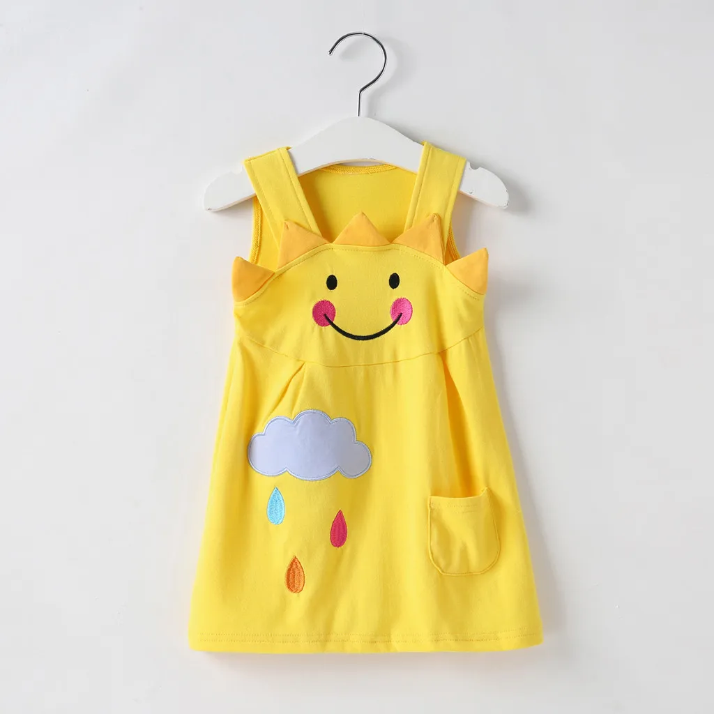 

Toddler Baby Girls Sleeveless Cartoon Sun Cloud Print Dress Clothes Princess Costume Unicorn Party Vestidos Kids Lovely Dresses