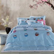 Papa Mima cute cat egyptian cotton Bedding Set king queen size Embroidery Bedlinens Duvet Cover set