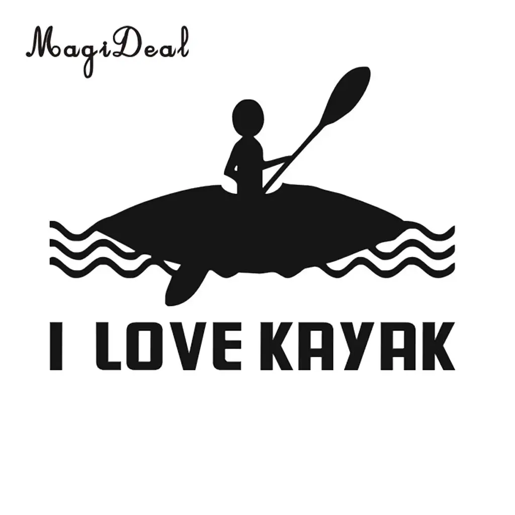 MagiDeal Waterproof 1Pc I LOVE KAYAK Kayak Canoe Stickers for Rowing Boat Funny Decal Cars Window Outdoor Surface Applications
