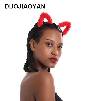 

DUOJIAOYAN Plush Cat Ears Headband Cartoon Headwear Photo Props For Women Girls Dance Party Sexy Hair Band Animals Accessories