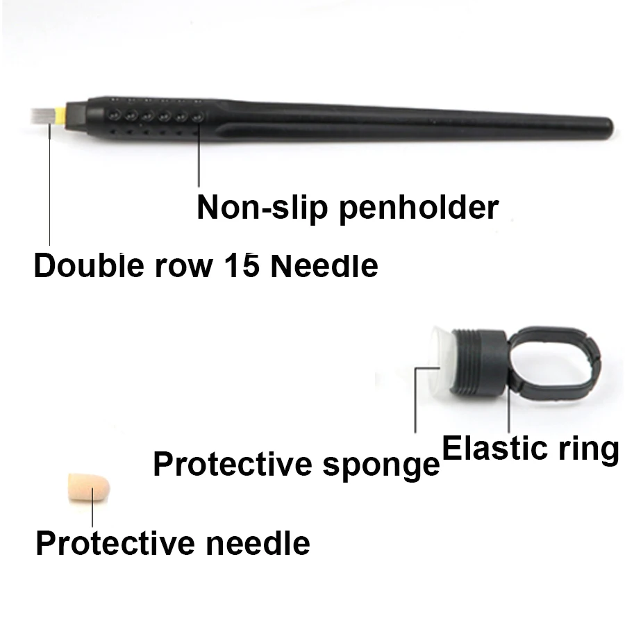 Новинка, 5 шт. одноразовые, для микрообработки по индивидуальным заказам с Doublw ряд 15 пластинки Tebori 14 18U татуировки ручка-держатель игл для бровей с насадка из губки чашки