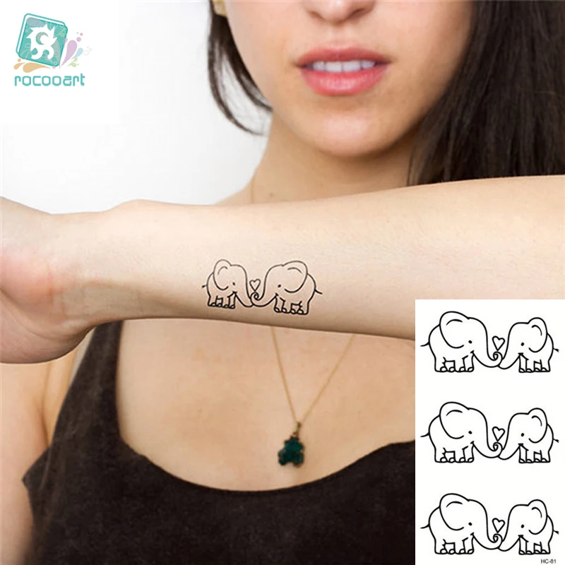 

HC1081 Waterproof Removable Temporary Tattoo Sticker Cute Cartoon Baby Elephant Pattern Flash Tattoo Kawaii Fake Tattoo Stickers