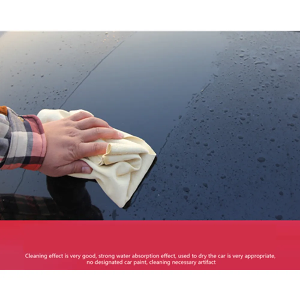 

Car Drying Cleaning Towel Natural Genuine Leather Chamois Shammy Sponge cloth Sheepskin Absorbent Towel Car Washing 66x43CM 1pc