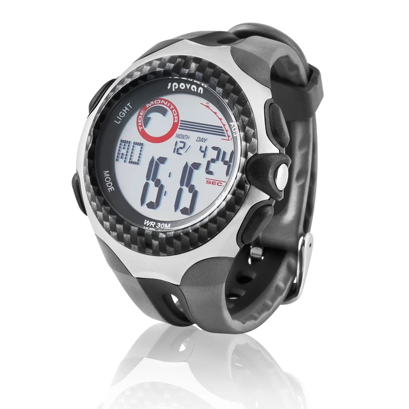 New Spovan Multifunction Digital Sports Tide Monitor Watch FISHING Sailing Surfing Scuba Diving Wristwatch 5 ATM