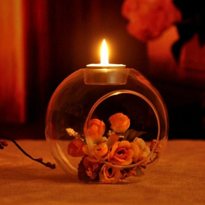 

Romantic Wedding Dinner Decor Crystal Glass Hanging Candle Holder Candlestick