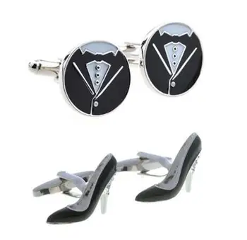 

10pairs/lot Creative Tuxedo Coat Cufflink Enamel High Heel Shoes Cuff Link Men's Jewelry Wholesale