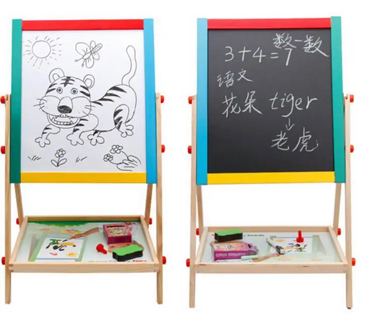 65cm Child Double Side Wooden Magnetic Blackboard Whiteboard Kids 65cm Child Double Side Wooden Magnetic Blackboard Whiteboard Kids Writing And Drawing Board Toys With Eraser Chalk Marker In From