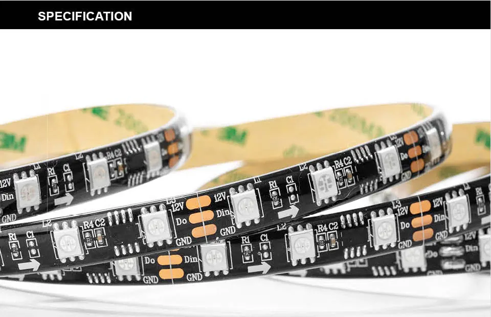 WS2811 5050 SMD RGB 30/48/60/96/144 светодиодов/m Адресуемых Led Пиксели внешний 1 ic control 3 светодиода Нормальный/яркий 5 м DC12V