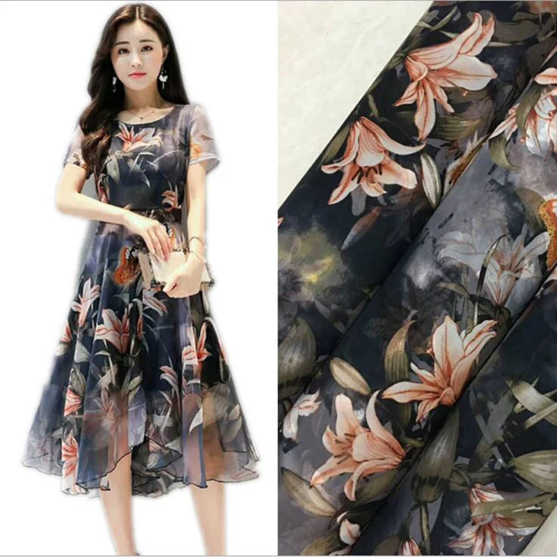 Импортная шифоновая жаккардовая атласная шелковая ткань для модных женских платьев юбка ручной работы для дома деликатный текстиль tecido по метрам сделай сам