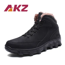 AKZ/Новое поступление года; мужские Ботильоны; зимние теплые ботинки; дышащие из искусственной кожи; мужские рабочие ботинки; мужская обувь на плоской подошве; удобные