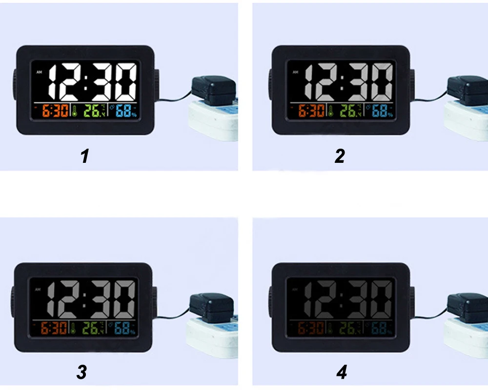 Подарок идеи цифровые настольные часы Будильник Повтор с температурой термометр влажности гигрометр цветная настольная телефон часы с зарядным устройством. термометр уличный гигрометр температуры и влажности
