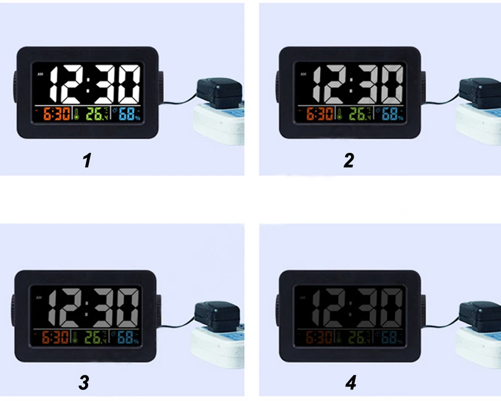 Подарок Идея прикроватный будильник с термометром гигрометр Температура влажности настольные часы телефон зарядное устройство. метеостанция термометр уличный гигрометр температуры и влажности