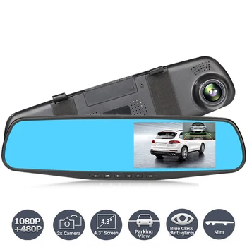 

Night Vision Car DVR Camera Digital Rearview Mirror Video Recorder Auto Camcorder Dash Cam FHD 1080P Dual Lens