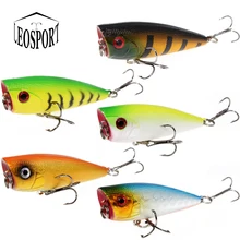 Leosport 1 pçs isca de pesca topwater popper crankbait duro 6cm/6.9g flutuante iscas agudos ganchos