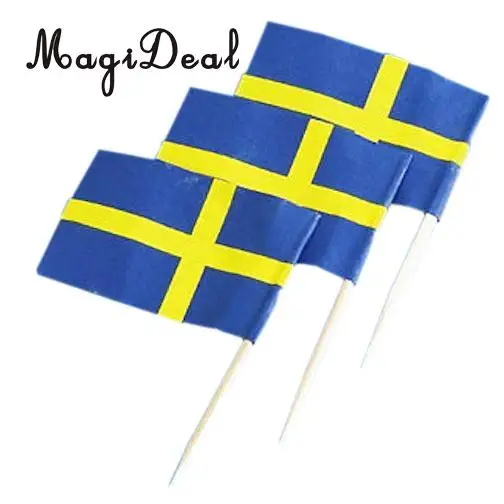 MagiDeal 50 шт/лот американская Великобритания Франция Германия Канада флаг Швеции Торт Топперы еда кекс выбирает Патриоты вечерние украшения торта - Цвет: Sweden