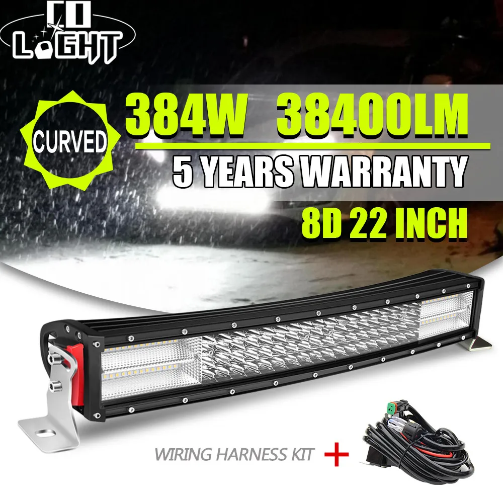 

CO LIGHT 22Inch 384W Led Bar 8D Spot Flood Combo Led Light Bar Auto Driving Light for Lada Ford Jeep Toyota Offroad ATV 12V 24V