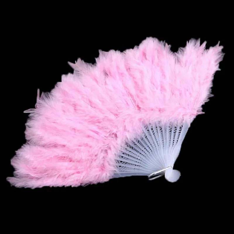 1 PCS Showgirl Feather Fans Folding Dance Hand Fan Fancy Costumes Wedding Party Supplies 9 Colors For Women