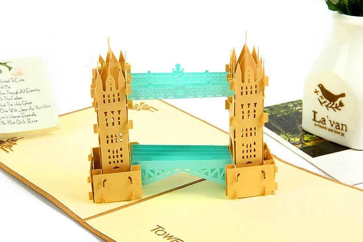 2017 Hot Sale 3D London Bridge Cards Pop Up Promotional Custom Greeting