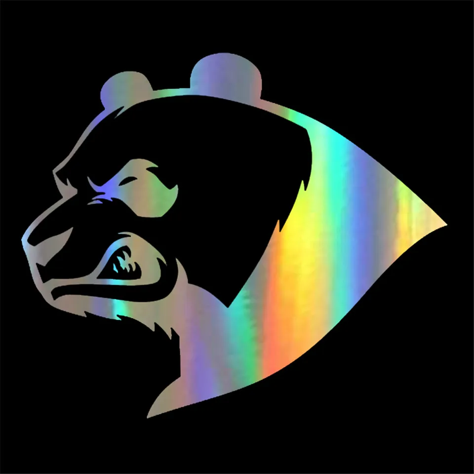 13.611.6CM Angry Panda Bear Creative Animal Car Styling Vinyl Reflective Car Stickers BlackSilverLaser (4)