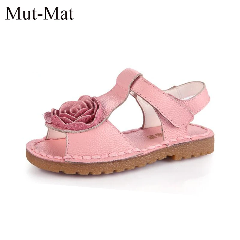 online Meninas Sapatos de Couro Genuíno Crianças Sandálias Da Praia do Verão 2018 Meninas Do Bebê Sapatos Antiderrapante Sapatos de Crianças Dos Miúdos Das Crianças Flor Sapatos
