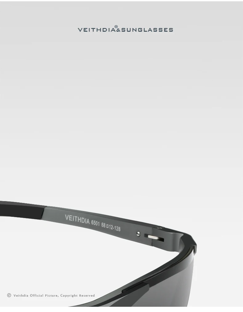 Бренд VEITHDIA, мужские поляризованные солнцезащитные очки без оправы, прямоугольные очки для вождения, зеркальные Спортивные мужские солнцезащитные очки для мужчин 6501