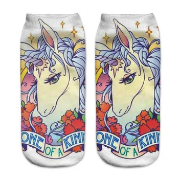

RUNNING CHICK Unicorn printed girl ankle soft cotton socks