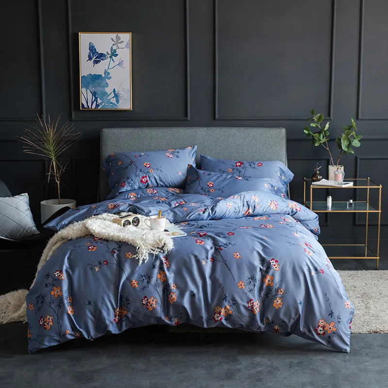 

ROWBOE brand New home furnishings Egyptian long-staple cotton quilt cover sheets pillowcase fashion modern print pattern set