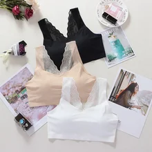 Сексуальный Кружевной укороченный Топ для женщин, Модный цветочный кружевной бюстгальтер с подкладкой, топ на бретелях с v-образным вырезом, нижнее белье, новинка