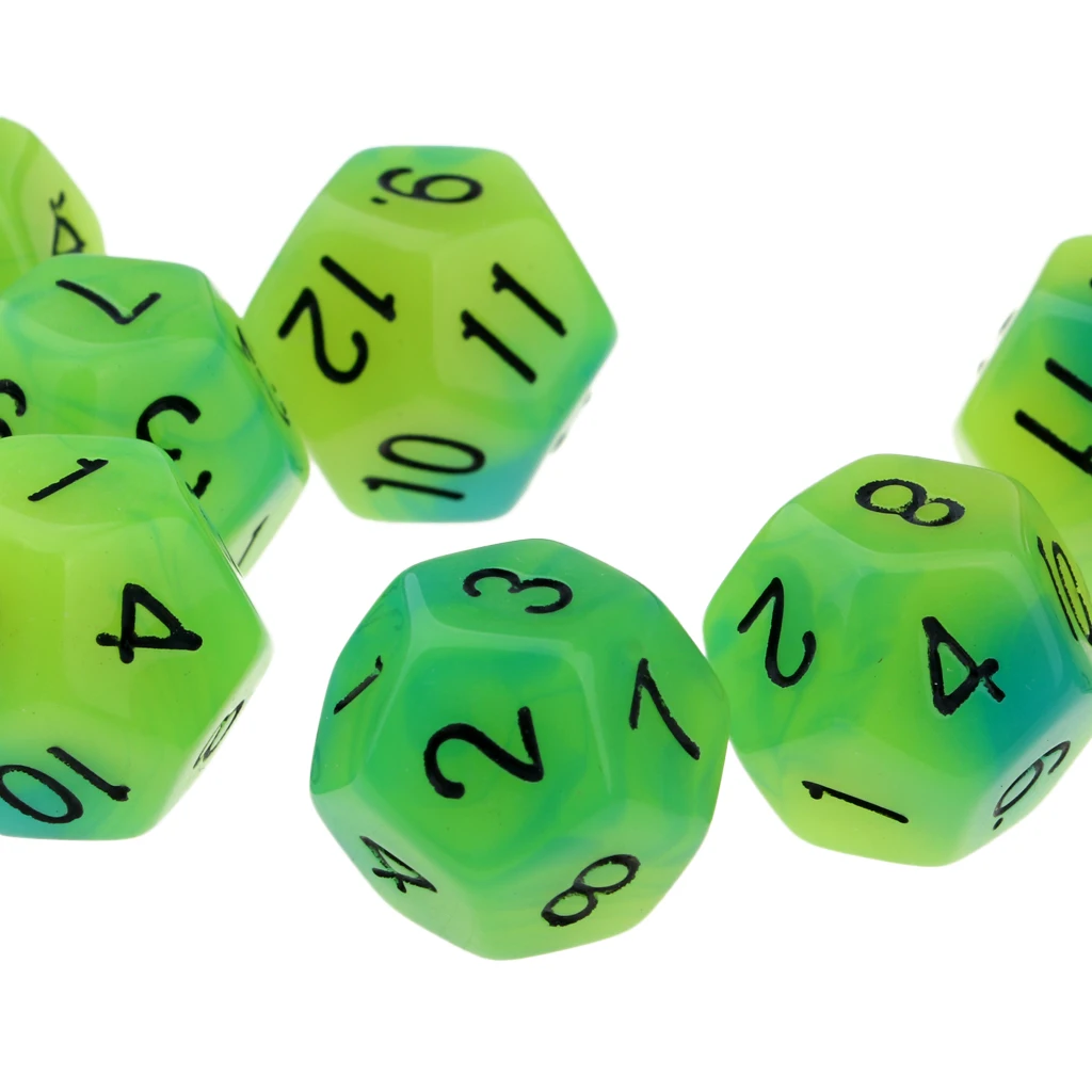 10pcs 12 Sided Glow in the Dark Dices D12 18mm Night Luminous Dice Set for Adult Club Party Table Games Kids Toys