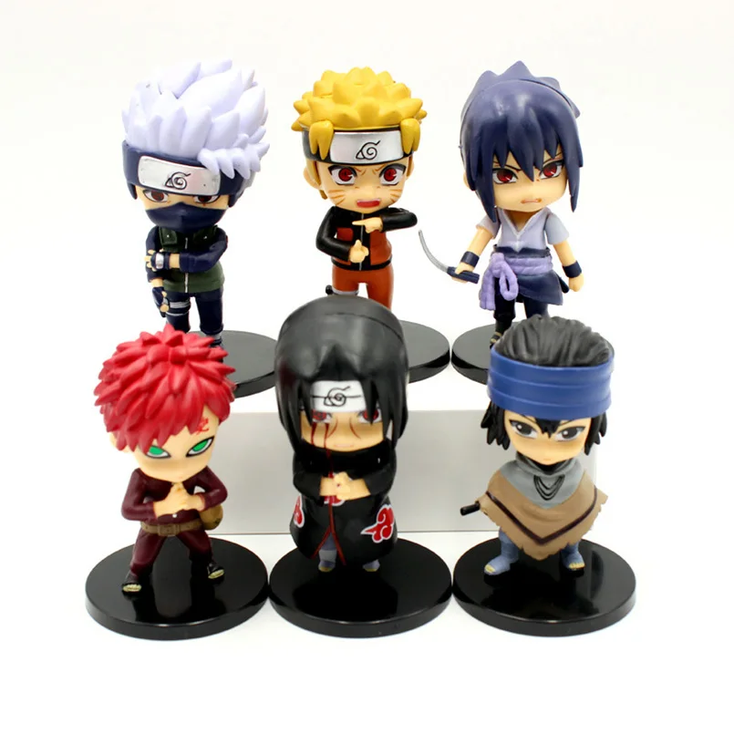 

6pcs/set Q version Japanese Anime One Piece figures Uzumaki Naruto Uchiha Itachi doll toys luffy models Toys For Children