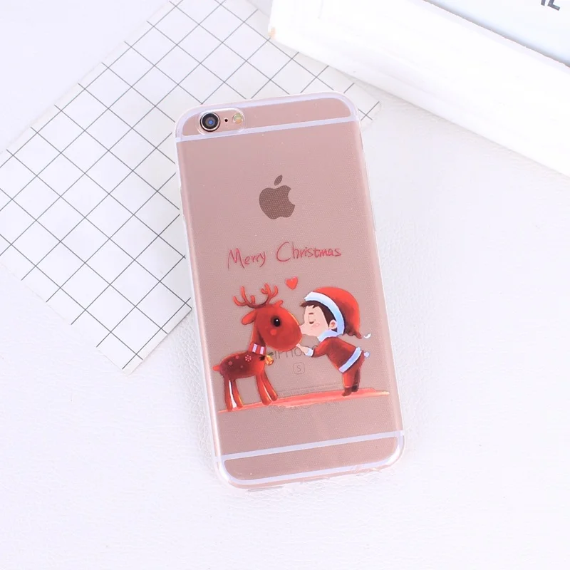 Зимний чехол для телефона iPhone 6 6s милый Санта Клаус Модный мягкий из ТПУ 7 8 Plus X 5