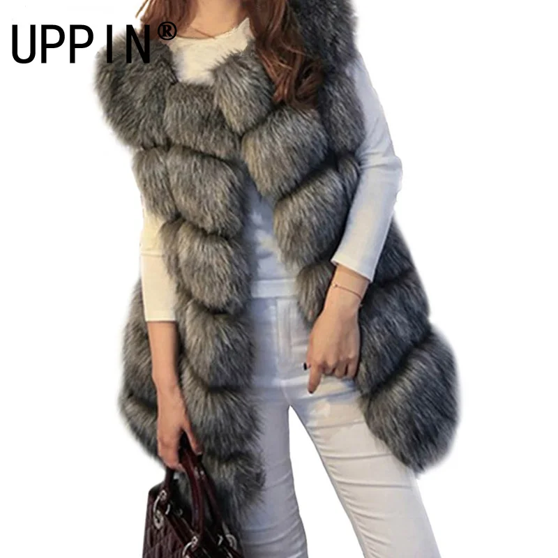 

High quality Fur Vest coat Luxury Faux Fox Warm Women Coat Vests Winter Fashion furs Women's Coats Jacket Gilet Veste 4XL
