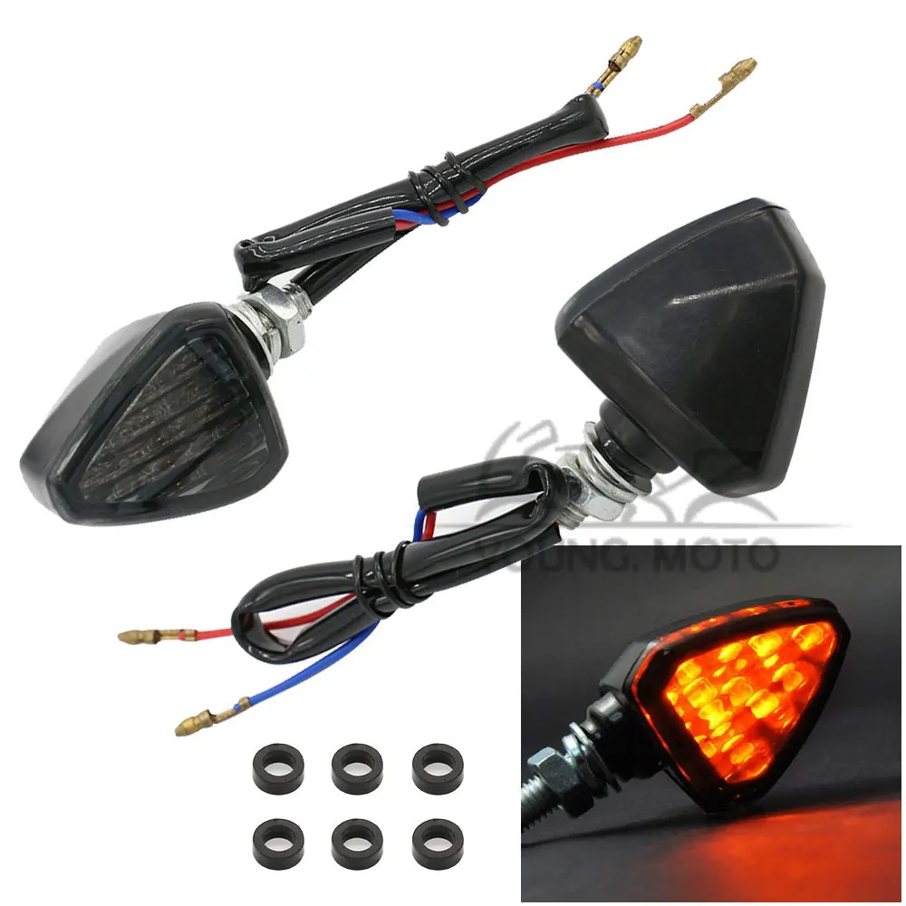 Universal Motorcycle LED Turn Signals Amber Light Smoke Lens Triangle