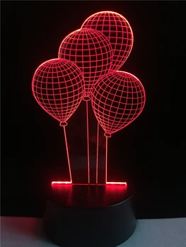 

New Four Balloon 3D Lamplight LED USB Table Mood Night Light Multicolor Touch Remote Luminaria Change Lamp Luminaire Lava Baby