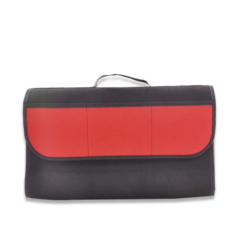 Огнестойкий автомобильный шерстяной мягкий войлочный ящик для хранения, сумка для багажника, ящик для инструментов, многофункциональные инструменты, органайзер, коврик с сумкой, складной - Название цвета: Black