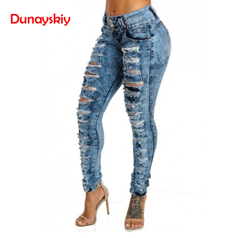 Дизайн отверстия модные ультра Эластичные Боковые потертые джинсы женские вымытые винтажные джинсовые брюки штаны джинсы для девушек
