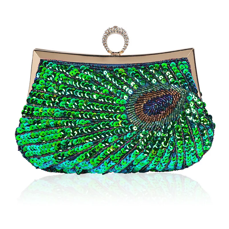 Vintage Evening Bag Full of Sequin with Detachable Chain, Beaded Evening Clutch for Wedding and Dating Vintage Evening Bag Full of Sequin with Detachable Chain, Beaded Evening Clutch for Wedding and Dating
