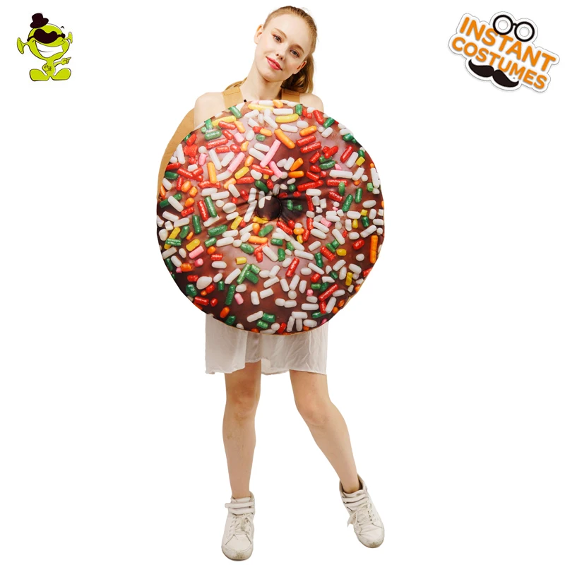  Women's  Chocolate Doughnut Costume Jumpsuit  Cartoon Cosplay Colorful Costumes For Adults Performance 